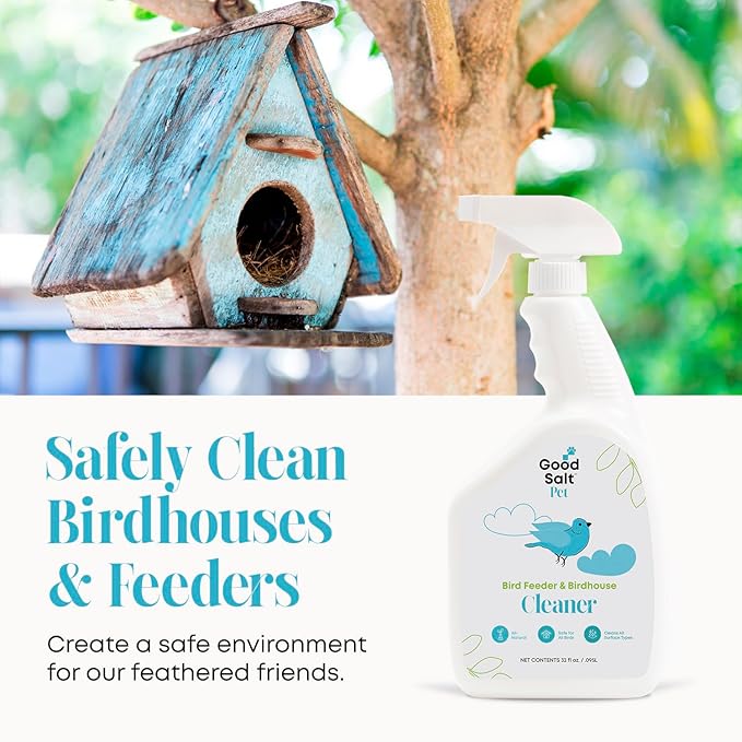 Good Salt Pet Bird Feeder & Birdhouse Cleaner, Natural Bird-Friendly Spray Formula, Made in the USA, 32 Ounce Bottle, 2-Pack