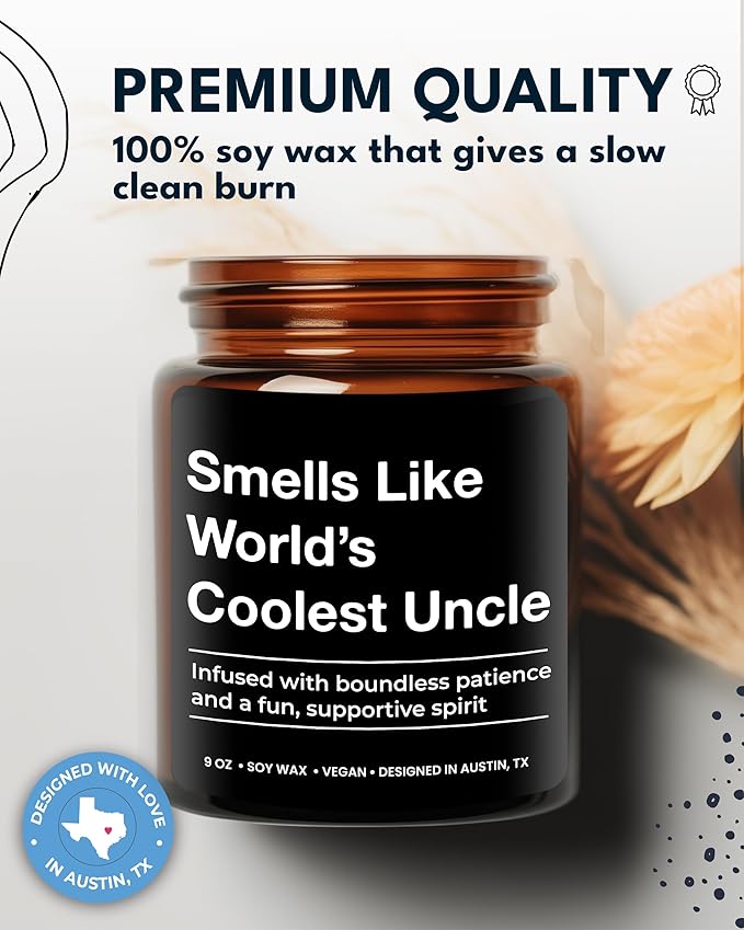 World's Coolest Uncle Candle, Perfect Uncle Gifts for Father's Day, Thoughtful Presents from Nephew or Niece, Best Sentimental Gifts for His Birthday, Christmas, Special Occasions, Gift-Ready