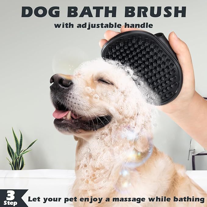 3PCS Self Cleaning Slicker Brush & Pet Grooming Rake & Bath Brush for Dogs,Cats and Horses | Double-Sided Dematting Comb & Skin Friendly Deshedding Grooming Tool | Pet Supplies (Light Pink Black)