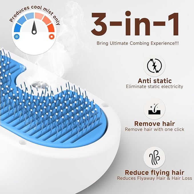 Pet Steam Brush Set for Dogs & Cats, Includes 3-in-1 Self Cleaning Spray Comb, Waterless Shampoo, Defur Tool, Bath Gloves, Bath Brush, Tooth & Ear Brush, Towel (11PCS)