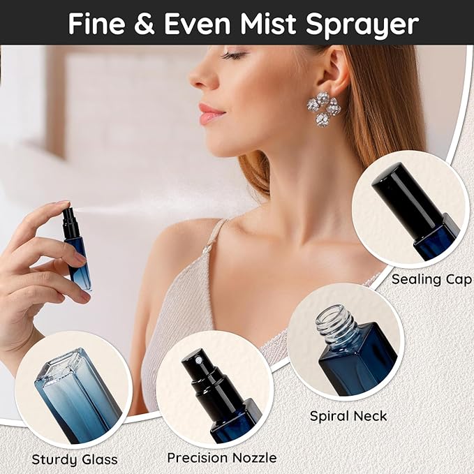 Segbeauty 10 Pack 0.34oz Empty Travel Cologne Sprayer, 10ml Multi-color Refillable Glass Perfume Atomizer Colorful, Portable Cologne Dispenser Spray Bottle Travel Size Sprayer Perfume Making Container