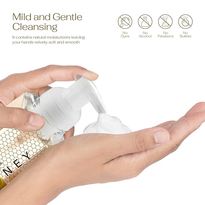 Valentines Foaming Hand Soap, 26.25 fl oz - 3-Pack Scented Hand Wash for Kitchen, Bathroom, Alcohol-Free, Moisturizing Hand Soap with Aloe and Essential Oils in Honey Almond Scent - Free Bracelet