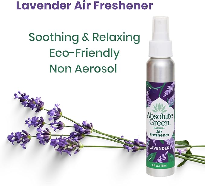 Absolute Green Air Freshener Room Spray, Non-Toxic, Cover Odors, Safe around Kids and Pets, Natural Lavender Scent 4oz (1 Pack)