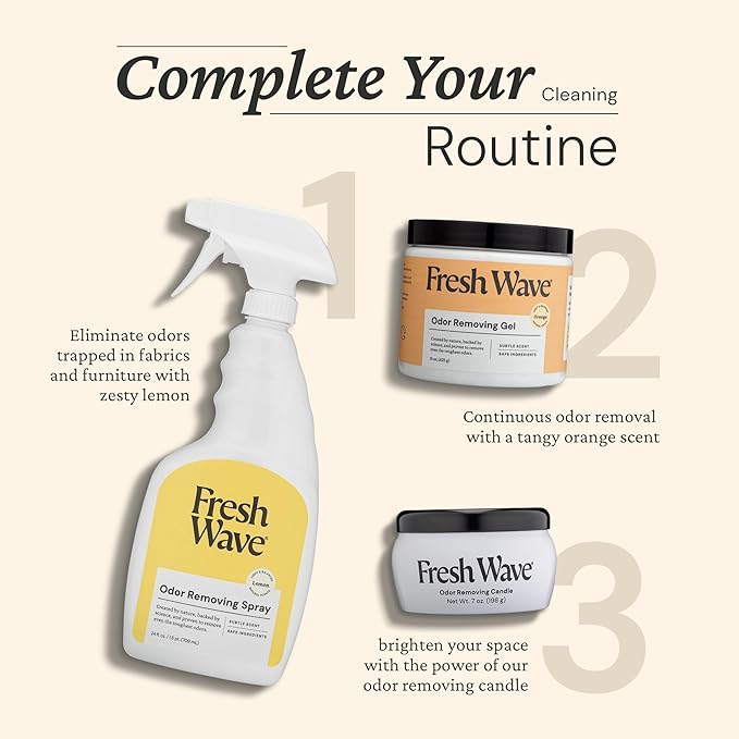 Fresh Wave Lemon Scent Odor Eliminator Spray & Air Freshener, 24 fl. oz. | Odor Absorber for Home, Furniture, Fabrics & Trash | Safer Odor Relief