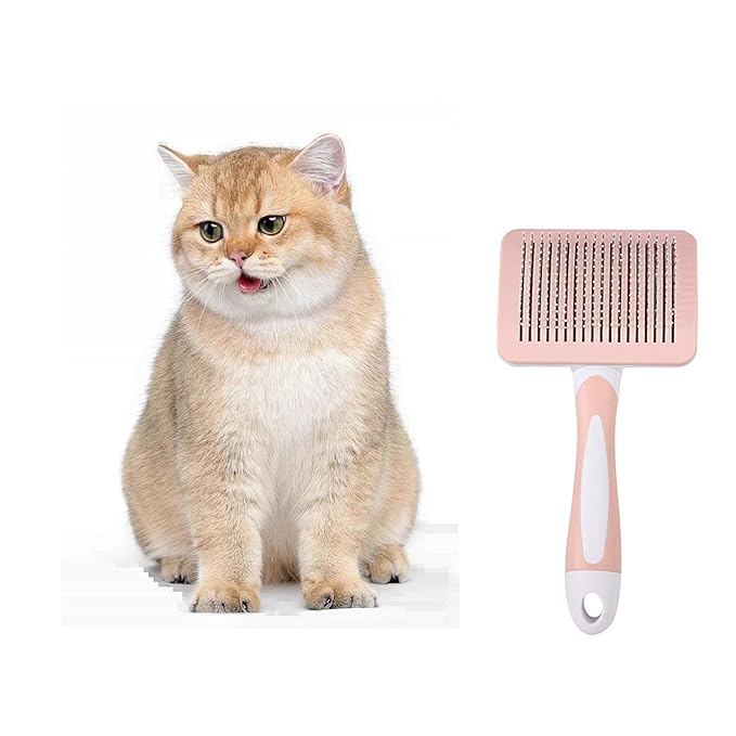 Slicker Brush for Dogs & Pet Comb, Flea Comb for Cats Dogs Brush, Dog Grooming Kit - Deshedding Brush, Pet Hair Removal Comb, Professional Dog Grooming Brush, to Effectively Remove Tangles (Orange)