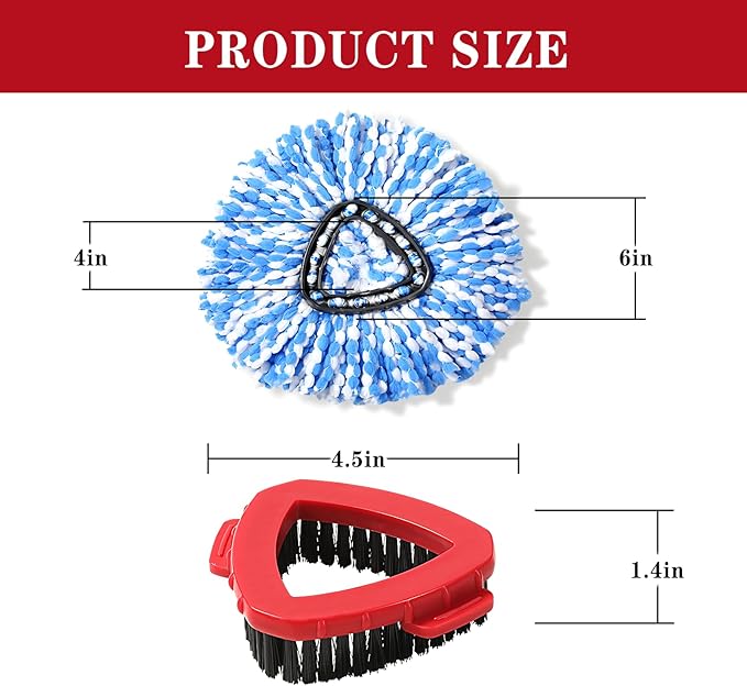 2 Pack Spin mop Replacement Head, Spin mop Scrub Brush,Microfiber Mop Refills, Easy to Replace,for Bathroom,Kitchen,Tub and Tile,Easy Cleaning,Suitable for Ocedar RinseClean 2-Tank System Spin Mop (C)