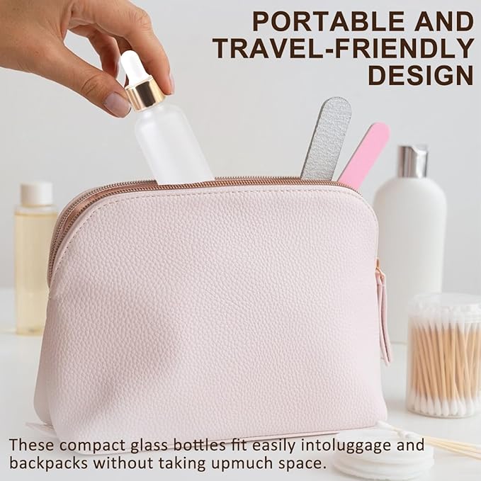 1 oz Glass Dropper Bottles for Essential Oils，12Pack Clear Frosted Glass Bottles with Glass Eye Dropper Leak Proof Travel Dispenser Bottle for,tincture, Chemistry Lab Chemicals Empty