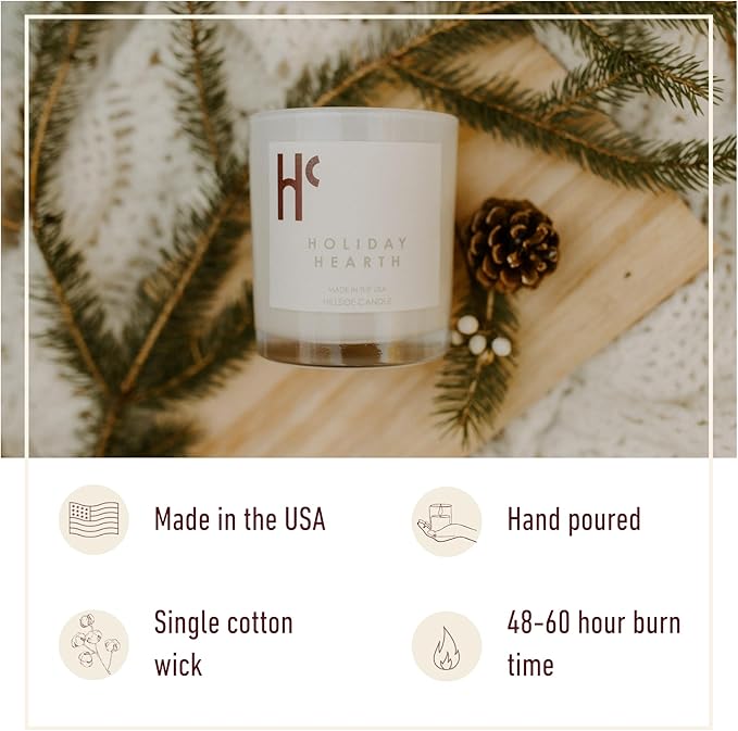 Holiday Hearth Single Wick Soy Candles, Luxury Scented Candles for Home - Up to 60 Hour Burn Time, Cruelty-Free Soy Wax Blend - Frosted Sugar Plum & Cinnamon Fragrance (9 oz)