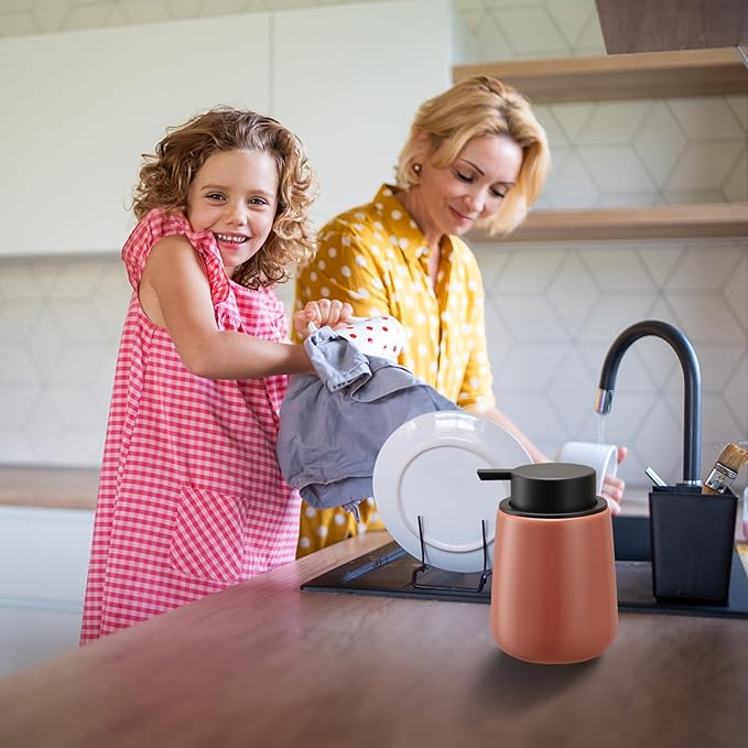 Soap Foaming Dispenser Ceramic with Easy-to-Press Pump Hand Foam Dispenser for Shampoo Bathroom Kitchen 12 oz