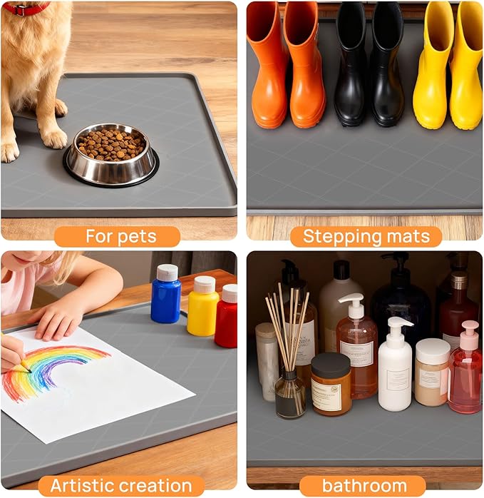 34" x 22" Silicone Under Sink Mat Thickened Kitchen Mat Shelf Liner Cabinet Protector Leakproof Under Sink Pad Waterproof Counter Protector