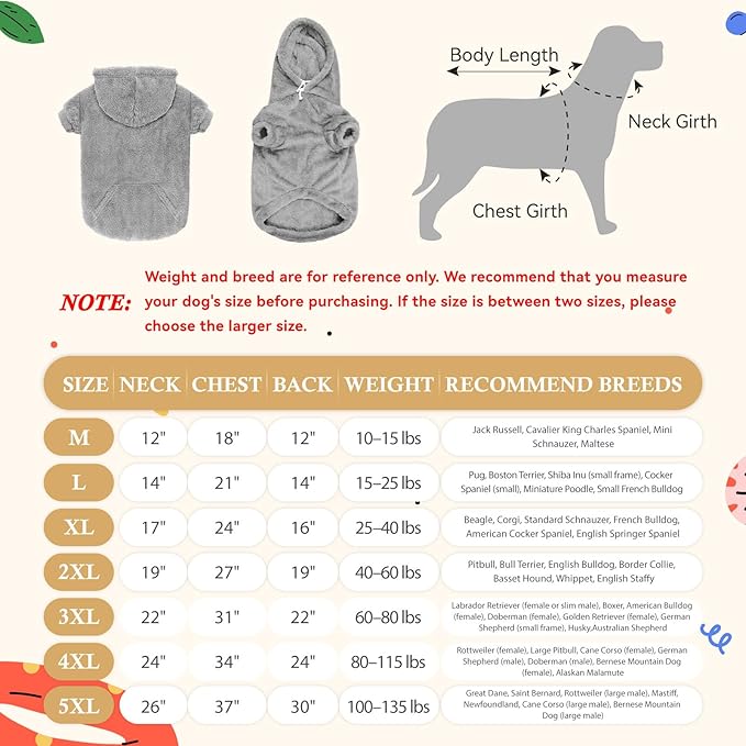 3XL Dog Sweaters for Large Dogs,Dog Hoodie,Warm Fuzzy Fleece Sweatshirt with Hood & Pocket,Leash Hole,Cozy Cold Weather Pet Clothes Sweater Hoodie for Large Dogs(Grey,3XL)