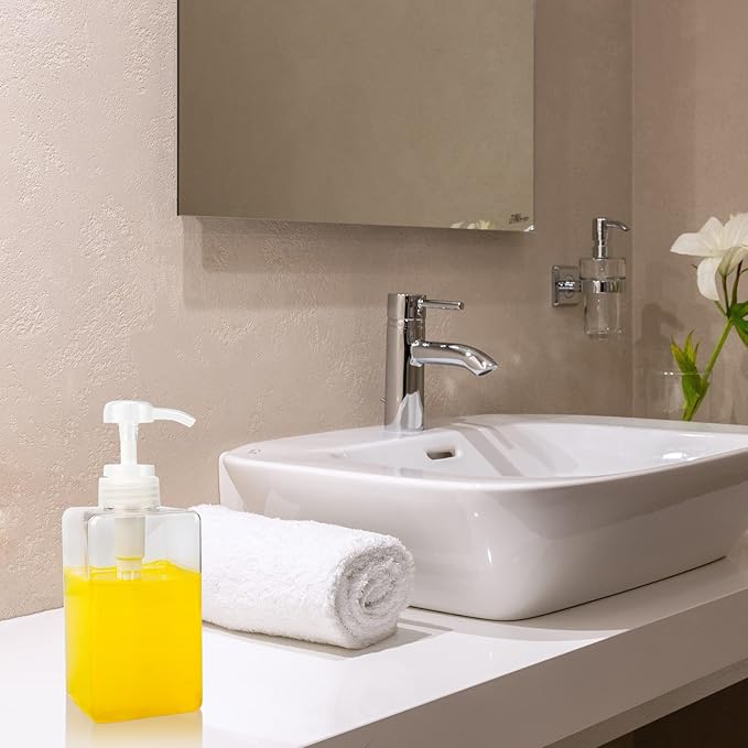 Suream 450ml/15oz Shampoo and Conditioner Dispenser, 3Pack Clear Empty Pump Bottles Reusable Refillable for Shower Gel, Conditioner, Lotion, Massa