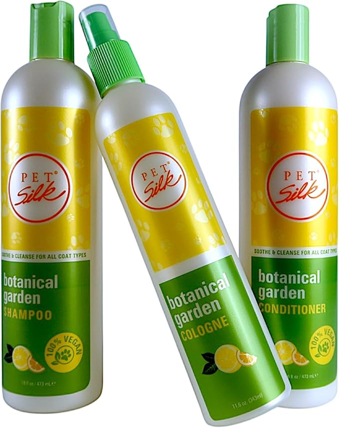 Pet Silk Botanical Garden Shampoo, Conditioner, Cologne Bundle, Infused with Lemon Verbena & Botanical Oils, Cleanse, Condition and Refresh Your Pet's Coat with Ease in an Easy-to-Use Bundle!