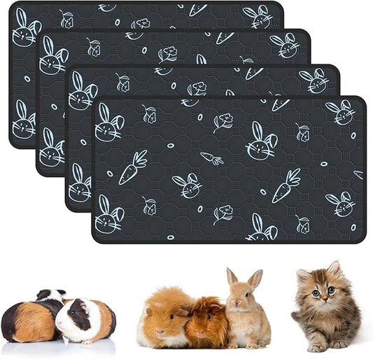 4-Pack Guinea Pig Cage Liner Washable, 16in x 30in Ultra-Absorbent Guinea Pig Bedding for Cage Non-Slip Leak-Proof Pee Pads for Dogs Rabbit Bunny Cat Litter Mat, Navy
