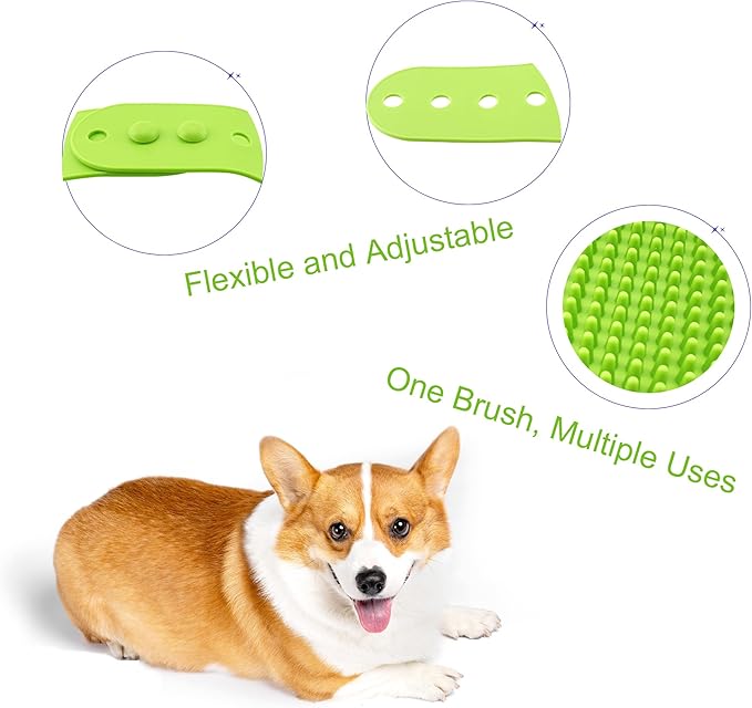 Quacc Dog Shampoo Brush Adjustable Handle Pet Grooming Bath Brush for Long Short Haired Dogs, Cats Shampooing Massaging