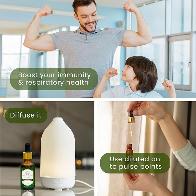 Essential Oil Blend for Immune Boost & Natural Protection by Enhanced Essentials|Pure,Slow-Distilled Lemon,Tea Tree,Peppermint,Rosemary Oils for Diffuser,Steam Inhalation,Massage|1 fl oz (30 ml)