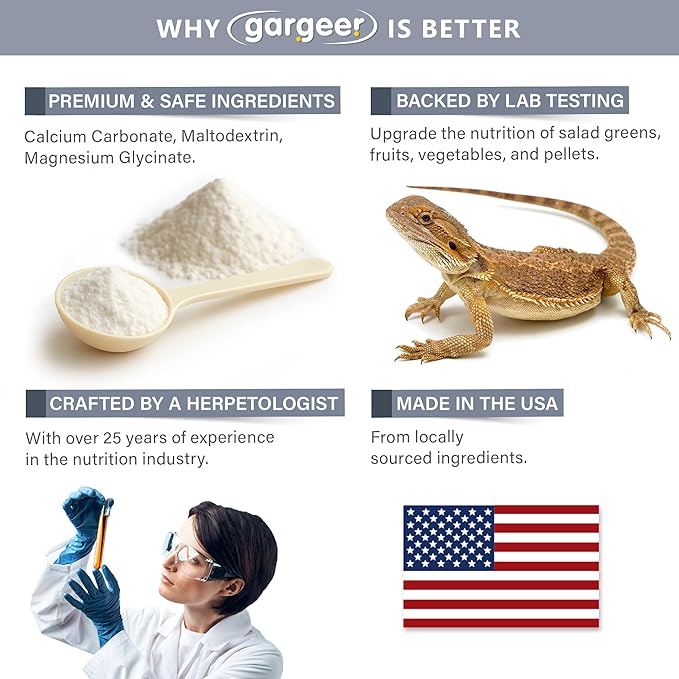 'Magnesium & Calcium' Supplement for All Reptiles | Dual Mineral Support for Strong Bones, Muscle & Nerves Function | Chelated Magnesium for Better Absorption | 3oz | Made in USA