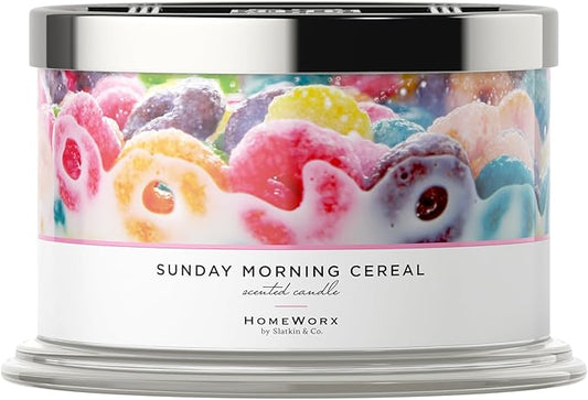 HomeWorx by SLATKIN + CO. Candle- Sunday Morning Cereal, 18 oz. Premium Scented Candle - 30-55 Hours Burn Time