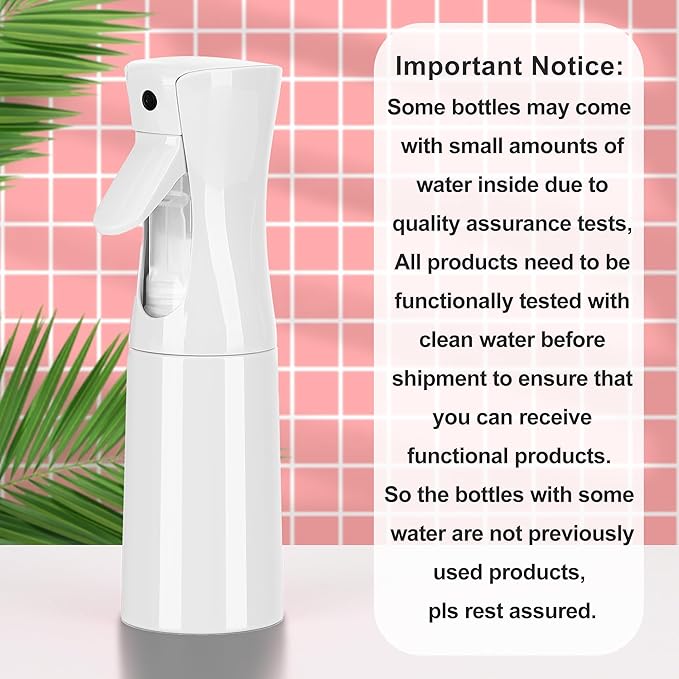 Hair Mister Spray Bottle，Spray Water Bottle Fine Mist Refillable Plants（6.8OZ /200ML） Barber，Showering Pets, Plants, travel, Ironing and Cleaning ﻿ ﻿ ﻿ (White)