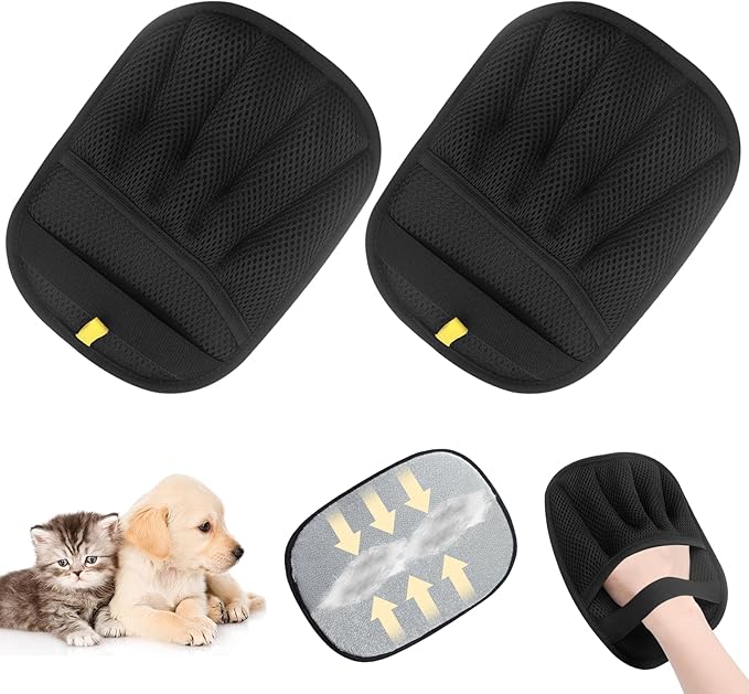 2 Pack Pet Hair Remover Gloves,2025 Upgraded Static Removal Gloves, for Pet Hair, Cat & Dog Hair Removal Tool for Couch,Furniture, Carpet, Car Seat, Pet Grooming