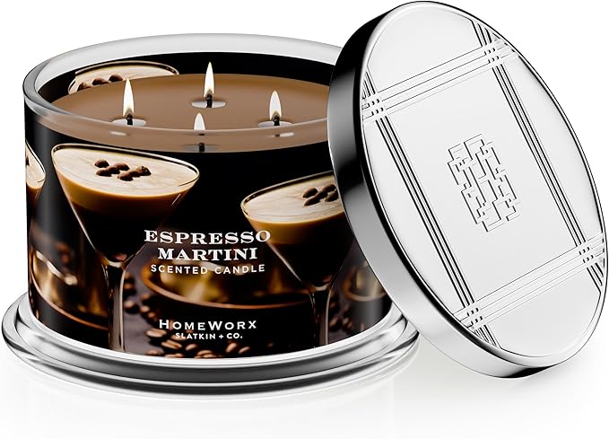 HomeWorx by SLATKIN + CO. Candle- Espresso Martini, 18 oz. Premium Scented Candle - 30-55 Hours Burn Time