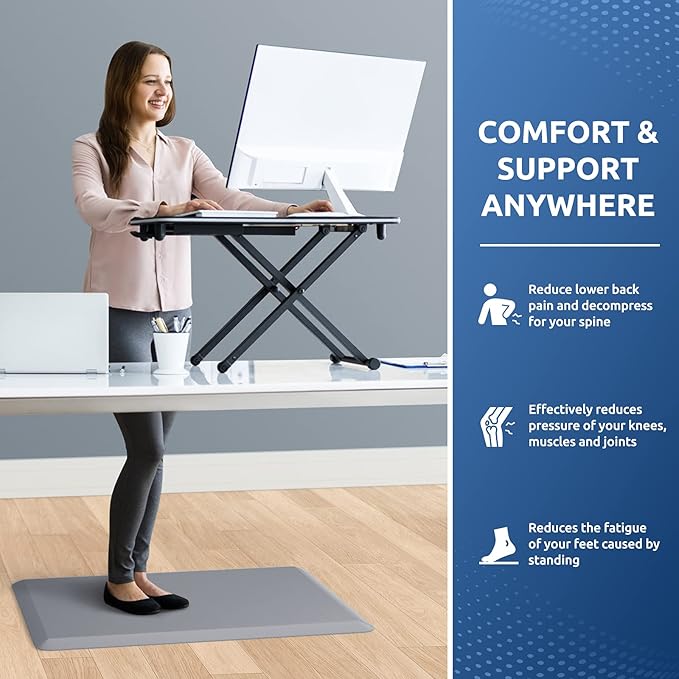 KitchenClouds Kitchen Mat Cushioned Anti Fatigue Rug 17.3"x28" Waterproof Non Slip Standing Desk Mat Comfort Floor Mats for Kitchen House Sink Office (Grey)