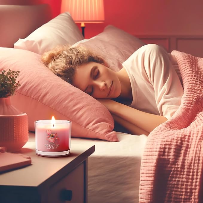Pink Candles, Scented Candle Gift Set for Stress Relief, 6 Votive Candles for Women and Men, Birthday Candle Gifts for Women, Candles Gifts for Women (Pink, 14 oz)