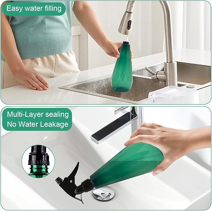 Amber Spray Bottle Cleaning Spray Bottles,Healthy Plastic, 32oz Spray Bottle For Hair&Hand&Clothe&Bathroom&Plant, Empty Mister Refillable Spray Bottles With ET,Essential Oil,Water,etc.(2 pack)