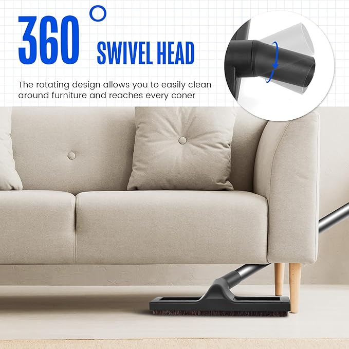 12" Universal Vacuum Cleaner Floor Brush Attachments 1 1/4 inch(32mm) for Shark Vacuum Brush Attachments,360° Swivel Hardwood Brush & Adapter with Horse Hair Attachments for Shark Vacuums Accessories