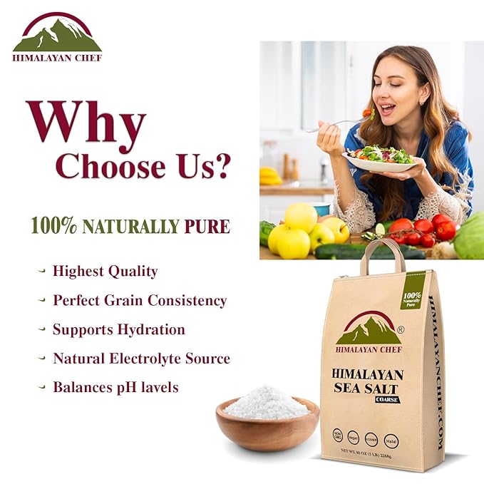 Himalayan Chef Sea Salt Fine - Unrefined Mineral Salt, 5 lb Bag (1 Pack)