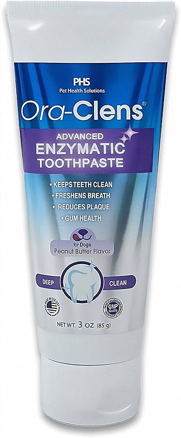Advanced Enzymatic Toothpaste – Safe and Natural Dog Oral Care Toothpaste – Freshens Breath, Fights Plaque and Reduces Tartar – Tasty Peanut Butter Flavor – 3 Oz