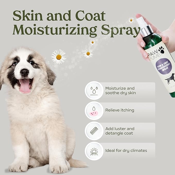 Pawfume Dog Gift Basket, 6-Piece Box – Give Your Pup a Spa-Quality Coat & Odor-Free Freshness – Probiotic Deodorizer Spray, Hypoallergenic Grooming Mist & Premium Brush – Dog Gift Boxes for All Breeds