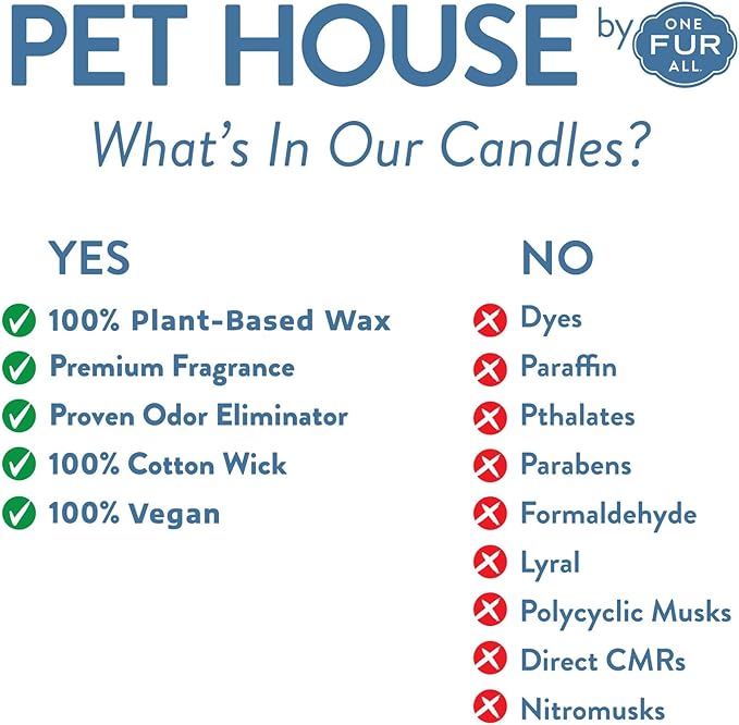 One Fur All Pet House Christmas Candles, Long Lasting, Clean Burning, Soy Wax Scented Pet Odor Candles Holidays Fur All