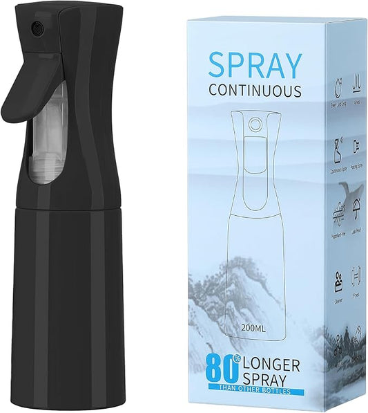 Hair Mister Spray Bottle，Spray Water Bottle Fine Mist Refillable Plants（6.8OZ /200ML） Barber，Showering Pets, Plants, travel, Ironing and Cleaning ﻿ ﻿ ﻿ (Black)
