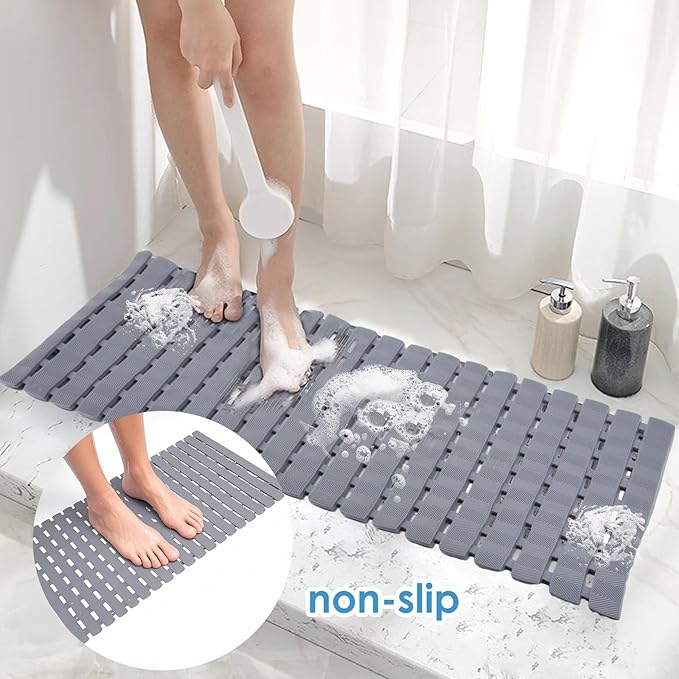 Bathtub Shower Mat, Pet Dog Bathing Non-Slip Mat, Dog Bath mat for tub, Quick Drain Bathtub Mat with Suction Cups & Drain Holes for Bathroom, 27.1x15.7 Inch