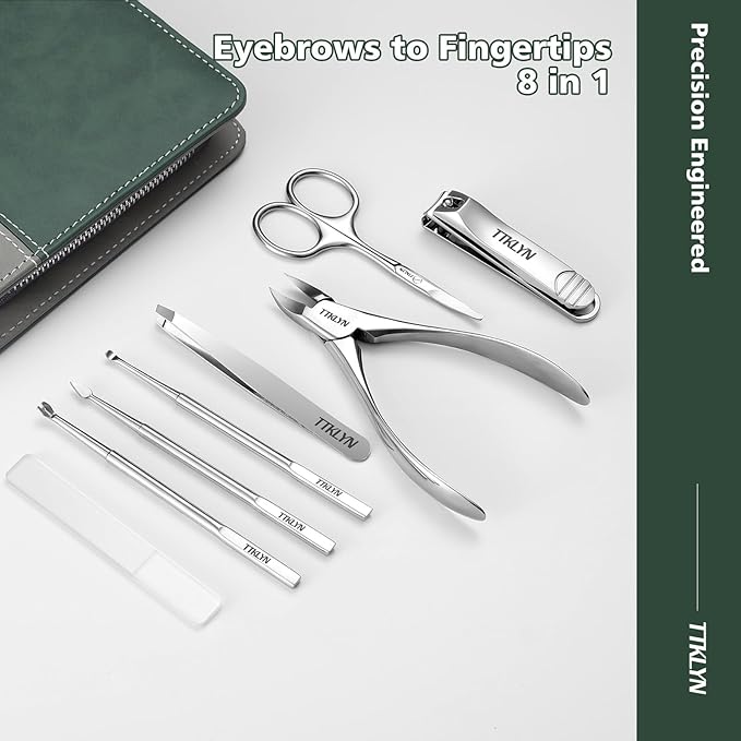 Manicure Kit for Women, Stainless Steel Nail Kit with PU Leather Case, Precision Pedicure Tools for Feet