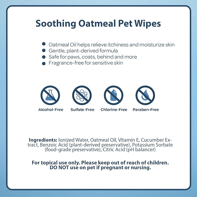 Best Pet Supplies Pet Grooming Wipes for Dogs & Cats,Deodorizer for Coats & Dry, Itchy, or Sensitive Skin, Clean Ears, Paws, Body, & Butt - Soothing Oatmeal, 400 Count