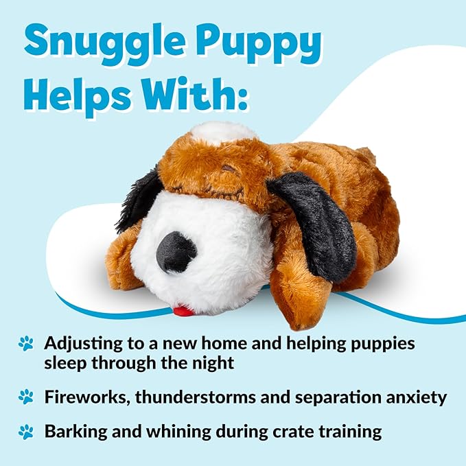 Original Snuggle Puppy Heartbeat Puppy Toy - Heartbeat Puppy for Dogs - Pet Anxiety Relief and Calming Aid - Comfort Dog Toy - Behavioral Training and Sleep Aid Cuddle buddy - Crate Training Essential