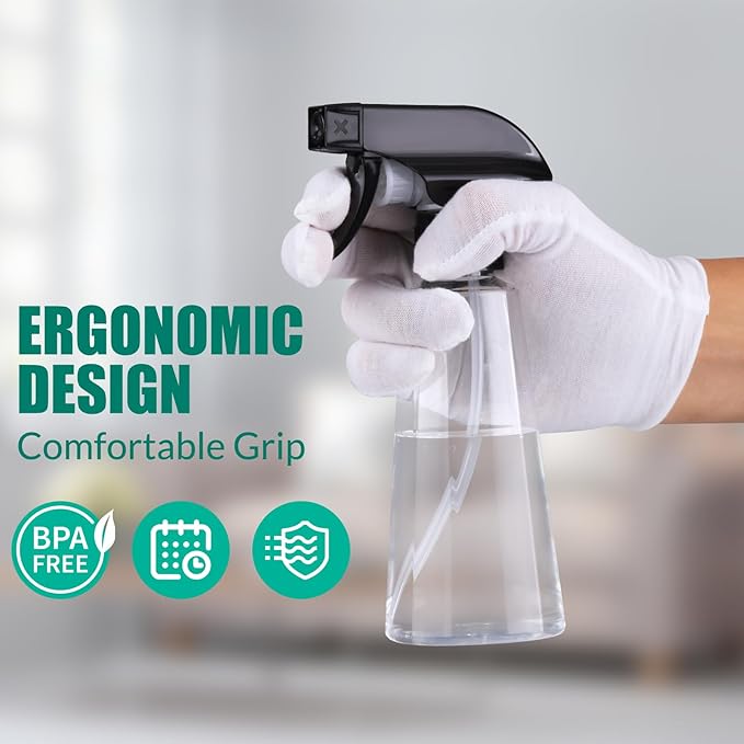 Plastic Spray Bottle 9.5 oz - 2 Pack Empty Spray Bottle for Hair, BPA Free Adjustable Mist/Stream for Plants, Cleaning, Pet