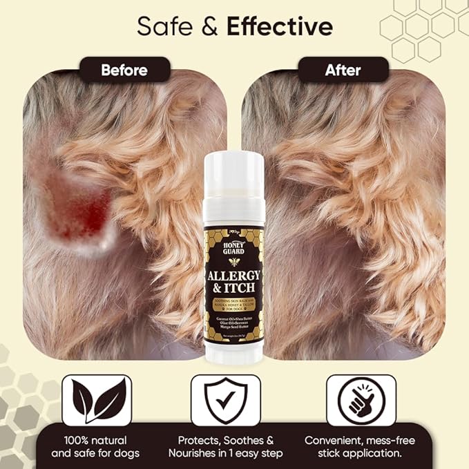 iHeartDogs Honey Guard Allergy & Itch Relief Dog Healing Balm for Paw, Nose & Skin - Hot Spot & Dry Skin Soother with Manuka Honey, Tallow, Shea Butter & Mango Seed Oil - 2oz