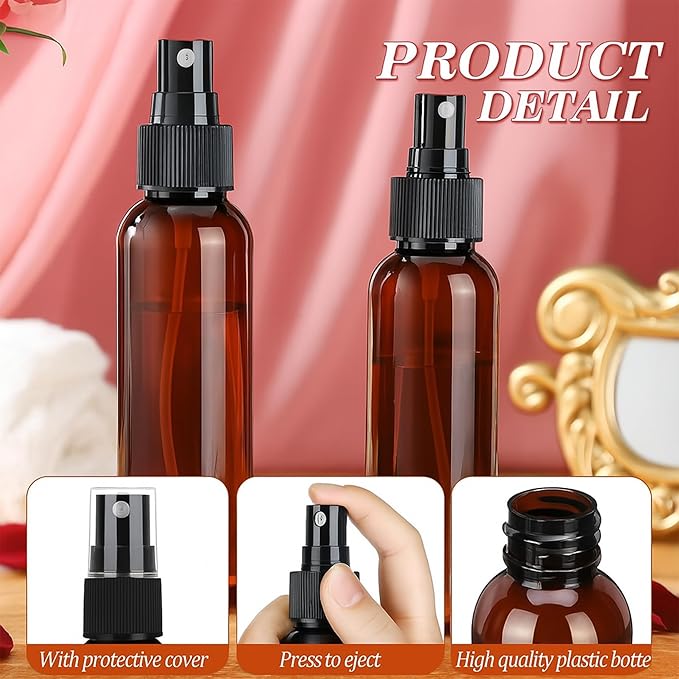100 Pack 2 Oz Plastic Mini Spray Bottles with Refillable Mist Sprayer for Travel and Household Use for Perfume Essential Oils Cleaning (Wine Red)