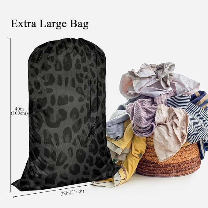 Swono Safari Pattern Laundry Basket Clothes Hamper Bag Wildlife Zoo African Animal Skin Collapsible Dirty Clothes Storage Laundry Organizer, Leopard Print