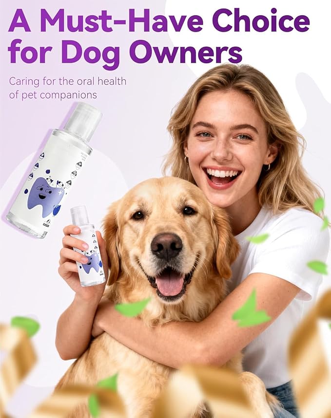 Dental Water Additive, Specialized Dental Care Formula，Natural Flavorless Teeth Cleaning Mouthwash, Freshens Dog Breath & Promotes Healthy Gums, Easy Daily Use for All Pet（1pcs）