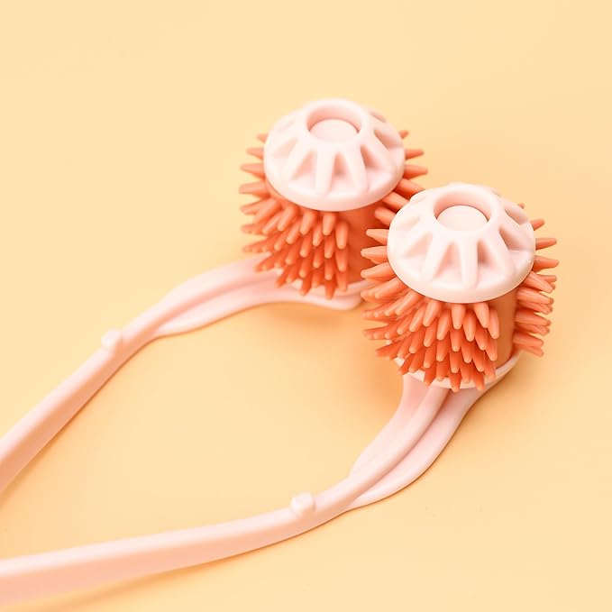 Cat Massager Roller 10x1.57 Inch For Medium to Large Adult Cats, Silicone Grooming Tool Relaxer Pink Stick with Pink Massage Face Thin Scroll Wheel for Indoor Dog Head's Pet