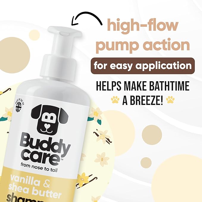 Vanilla & Shea Butter Dog Shampoo - (16.90oz) Itch Relief & Dog Shampoo Sensitive Skin Care, Dog Shampoo and Conditioner, Premium Dog Grooming Supplies for All Breeds