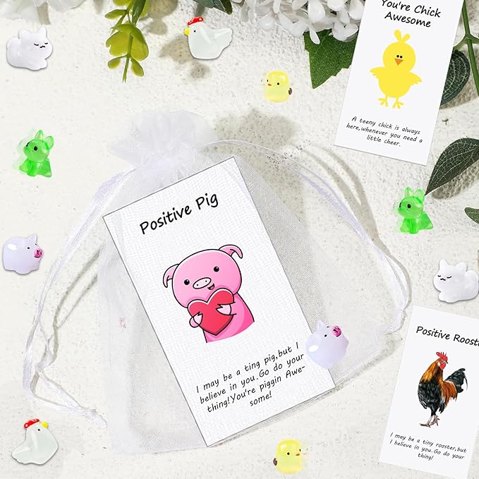 100 Set Employee Appreciation Gifts Bulk for Thank You Staff Back to School Student Teacher Office Coworker Nurse Pocket Gifts Animal Pun Inspirational Note Cards Pigs Dogs Cats Hens Favors