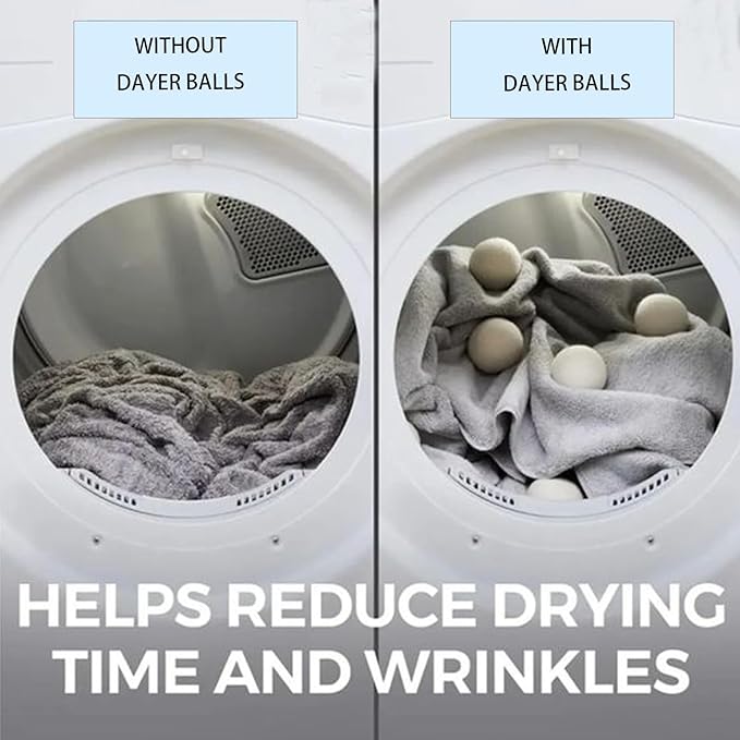 Wool Dryer Balls Laundry Reusable, Lint Remover Washing Balls Reusable Dryer Balls Pet Hair Dryer Ball Lint Remover for Laundry Pet Fur Remover for Laundry Bedding Clothes(Pack of 6)