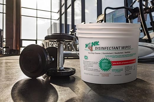MONK Disinfectant Wipes One Step Cleaner, Disinfectant, Deodorizer & Sanitizer, 2 Buckets Packs containing 1600 Wipes, Perfect for Gyms, Fitness Clubs, Schools, Commercial Facilities