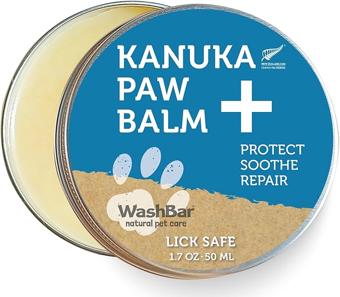 WashBar Dog Paw Balm for Cracked Paws | Natural Lick-Safe Paw Soother for Dog Paws, Nose and Skin | 1.7 oz Tin, Dog Paw Cream to Moisturize, Protect and Repair from Foot to Snout