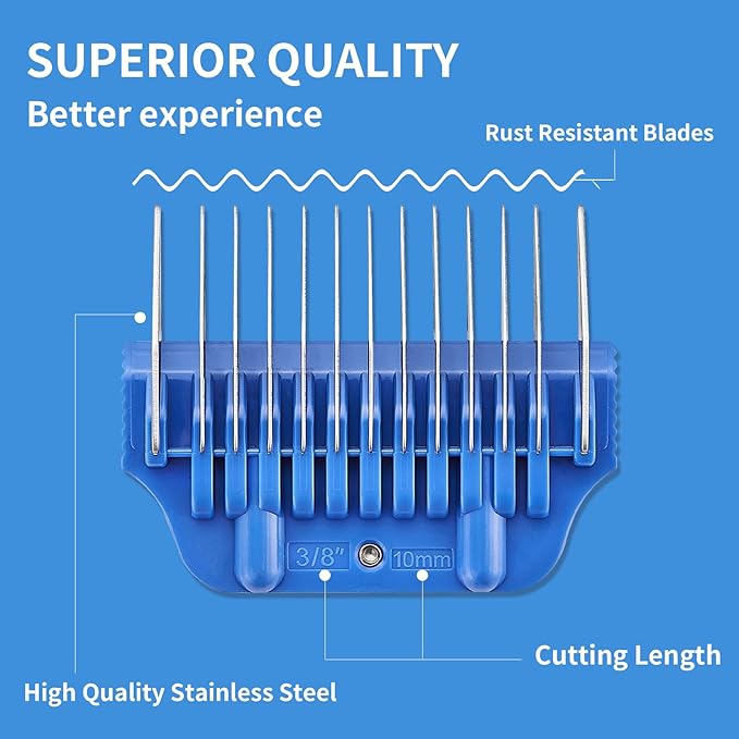 10MM 3/8Inch Pet Grooming Clipper Attachment Guard Comb, for Wide A5 Blades, Compatible with Andis, Conair, Wahl, Laube, Thrive, Bucchelli, or other A5 Series, Only Fit for 10W/15W/30W Wide Blade